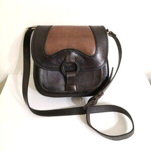 Anna Cainzo Culturas Del Sol Tooled Leather Crossbody Saddle Bag Brown
